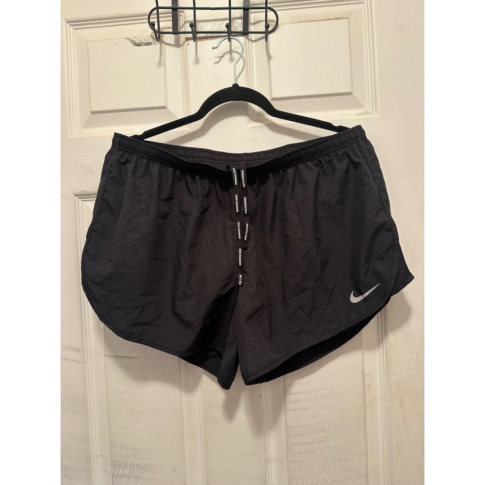 Nike Dri-FIT Running Shorts Womens XL Black Geometric Print Zipper Pocket Active